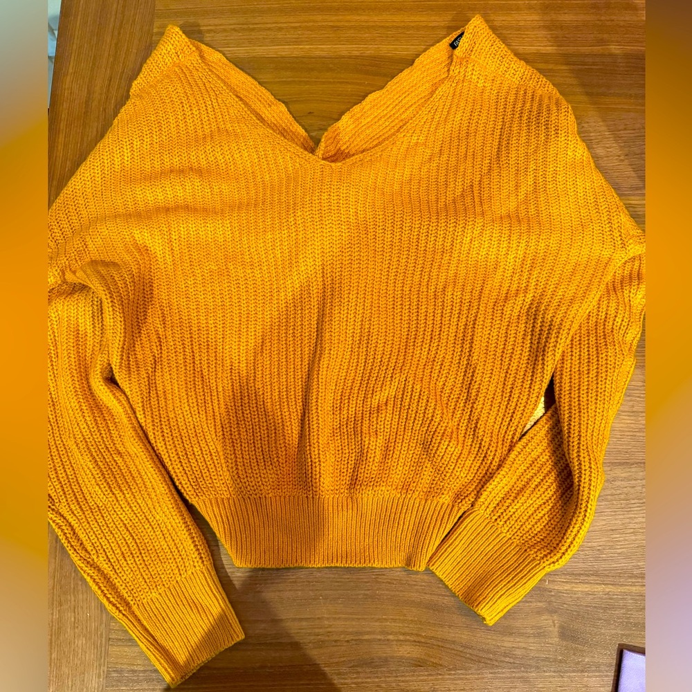 Mustard knot front sweater